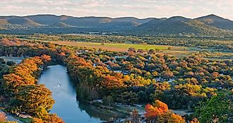Sunrise Fall Panorama of Frio River from Old Baldy Garner State Park Concan Texas Hill Country