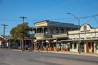 Rustic buildings along Main Street in Fredericksburg, Texas. Editorial credit: travelview / Shutterstock.com