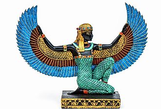 Goddess Isis statue with outstretched wings. 