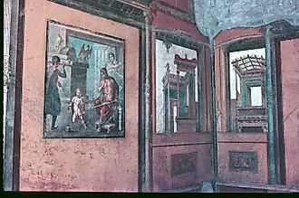 The preserved frescoes and rooms of Pompeii, Italy. 
