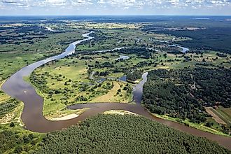 Rural landscape with River Bug near Szumin village, Mazowsze region, Poland