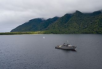 Drone view of a ship mooring near the Gulf of Penas, Chile. Image credit MAV Drone via Adobe Stock.