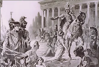Alexander at the Sack of Thebes (335 BC). By Charles Rebel Stanton, Public Domain, Wikimedia Commons.