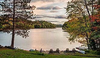 Private beach on Indian Lake, New York, Adirondacks.