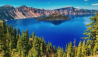 Summer View of Wizard Island at Crater Lake National Park in Oregon. (Credit: Laima Swanson / Shutterstock)
