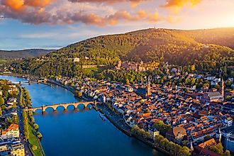 Aerial view of Old Town Heidelberg, Germany. Via Shutterstock / Daliu.