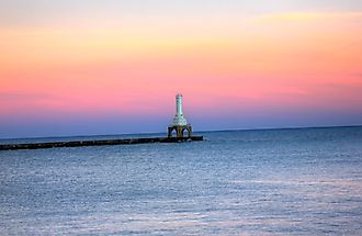 Port Washington Breakwater Light on Lake Michigan in Wisconsin