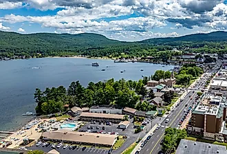 Aerial view of Lake George, New York.