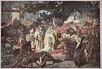 Ancient Roman history, Thusnelda in the Triumphal Procession of Germanicus, Vintage illustration