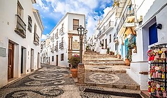 White village of Frigiliana street view, Andalusia region of Spain.