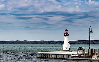 Lighthouse on the shores of Torch Lake in Michigan.