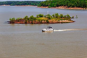 Sardis Dam and reservoir lake on the Tallahatchie River at John W Kyle State Park in Panola County, Mississippi.