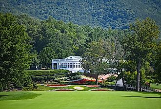 The Greenbrier is a luxury resort located near White Sulphur Springs West Virginia and is Home of the Greenbrier Classic PGA Tour FeDex Cup Event. Image credit Mark Winfrey via Shutterstock