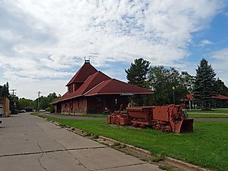 An old railroad station in Ironwood, Michigan.