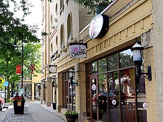 Small Town Store Fronts, Waukesha, Wisconsin. Editorial credit: Robert R French / Shutterstock.com