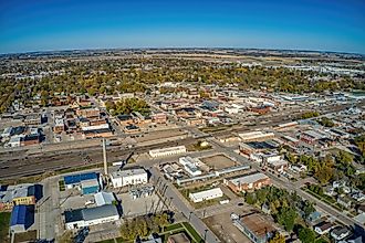 Aerial view of the small town of Columbus, Nebraska