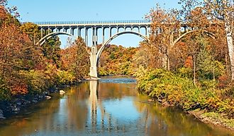 Brecksville-Northfield High-Level Bridge in Cuyahoga Valley National Park in autumn in Ohio.