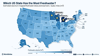 infographic showing US states by freshwater