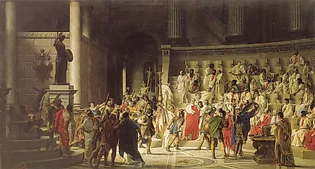 The Last Senate of Julius Caesar (Raffaele Giannetti, CC0, via Wikimedia Commons)
