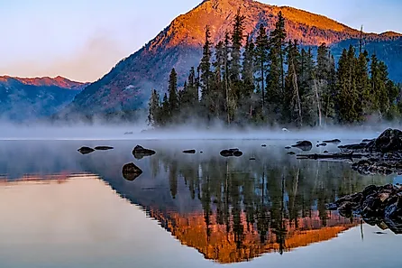 Sunrise over Lake Wenatchee near Leavenworth, Washington.