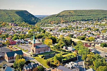 Aerial view of Cumberland, Maryland.