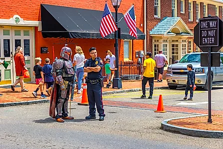 An outdoor event with people dressed as fictional characters in Jonesborough, Tennessee. Image credit: Dee Browning / Shutterstock.com.