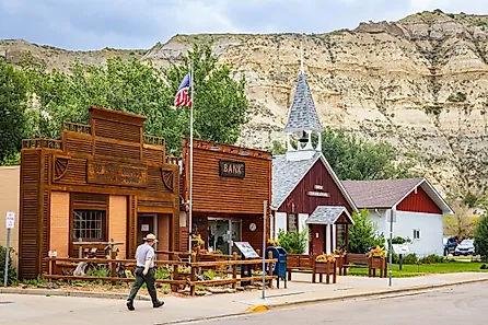 Historic buildings along Main Street in Medora, North Dakota. Image by Photo Spirit via Shutterstock.