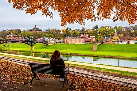 View of the river in Galena, Illinois.
