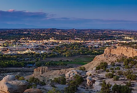 City of Farmington, New Mexico, at dusk.