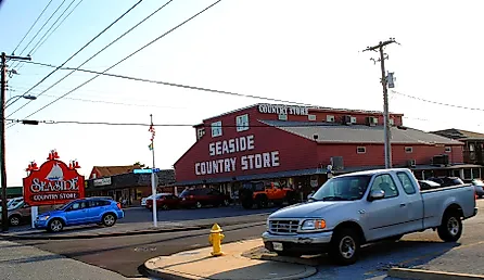 Seaside Country Store’s big red barn-style storefront stands out along Fenwick Island’s Coastal Highway. Editorial Credit: Lee Cannon / Flickr