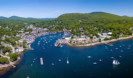 Aerial view of Camden, Maine.