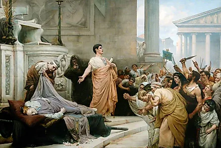 Marc Antony's Oration at Caesar's Funeral, by George Edward Robertson b. 1864, Public Domain, Wikimedia Commons