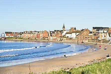 The beach and town in North Berwick, East Lothian, Scotland.