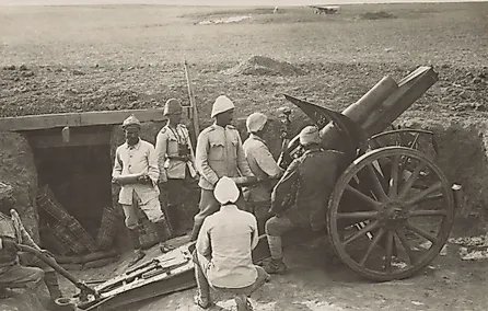 Ottoman artillery at Hareira in 1917 to defend against the British advance into Palestine.