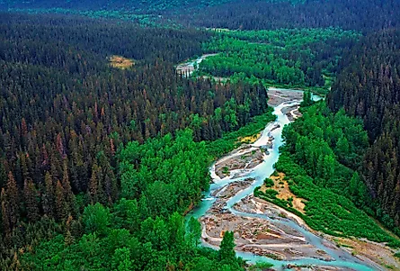 Aerial view of Cook Inlet at Lake Clark National Park.