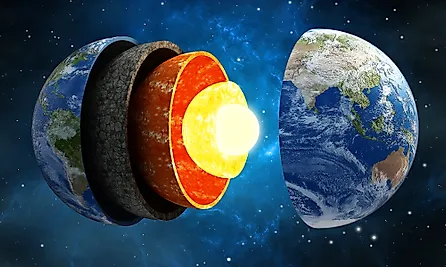 The Earth can be divided into four layers - crust, mantle, outer core, and inner core. Via Shutterstock / DestinaDesign