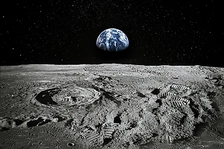 Earth as seen from the surface of the Moon.