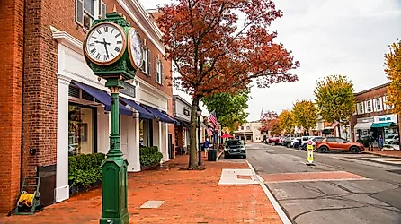 Beautiful fall colors in downtown New Canaan, Connecticut. Image credit: Miro Vrlik Photography / Shutterstock.com.