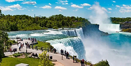 People observing the Niagara Falls in New York.
