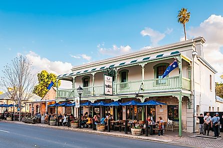 People dining at The Hahndorf Inn German restaurant in Hahndorf, Adelaide Hills, South Australia