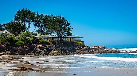 Luxury house by Frank Lloyd Wright on the adjacent hillside bluffs of Carmel-by-the-sea.