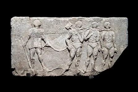 Marble Relief in Istanbul Archaeology Museum showing slaves.