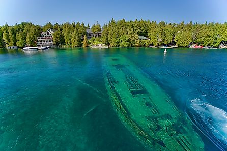 The Shipwrecks the Schooner Sweepstakes in Big Tub Harbour, Bruce Peninsula National Park and Fathom Five National Marine Park, Tobermory, Ontario, Canada