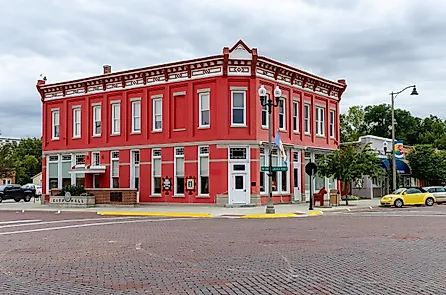 The original Farmers State Bank building now city hall in Lindsborg, Kansas