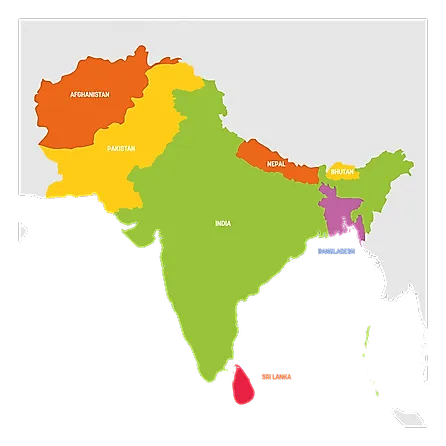 Map of the Indian subcontinent.