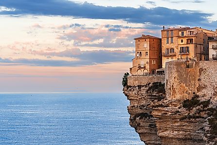 Fortified village of Bonifacio built on top of a cliff  in Corsica, France