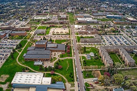 Aerial view of Vermillion, South Dakota.