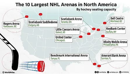 infographic showing the biggest hockey arenas in North America