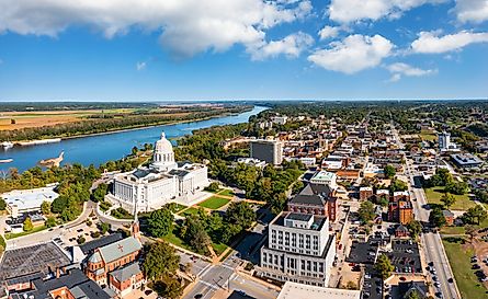 Aerial view of Jefferson City, Missouri. 