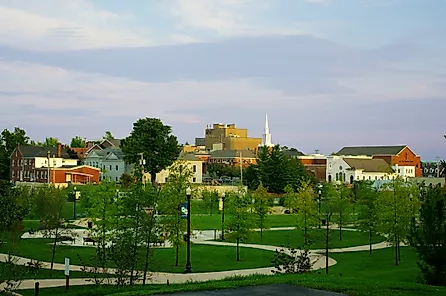 Downtown Cookeville, viewed from Dogwood Park, Tennessee. 